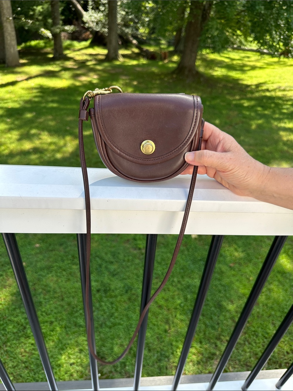 Vintage Coach Brown Leather Crossbody Saddle Bag - Classic Everyday Style
